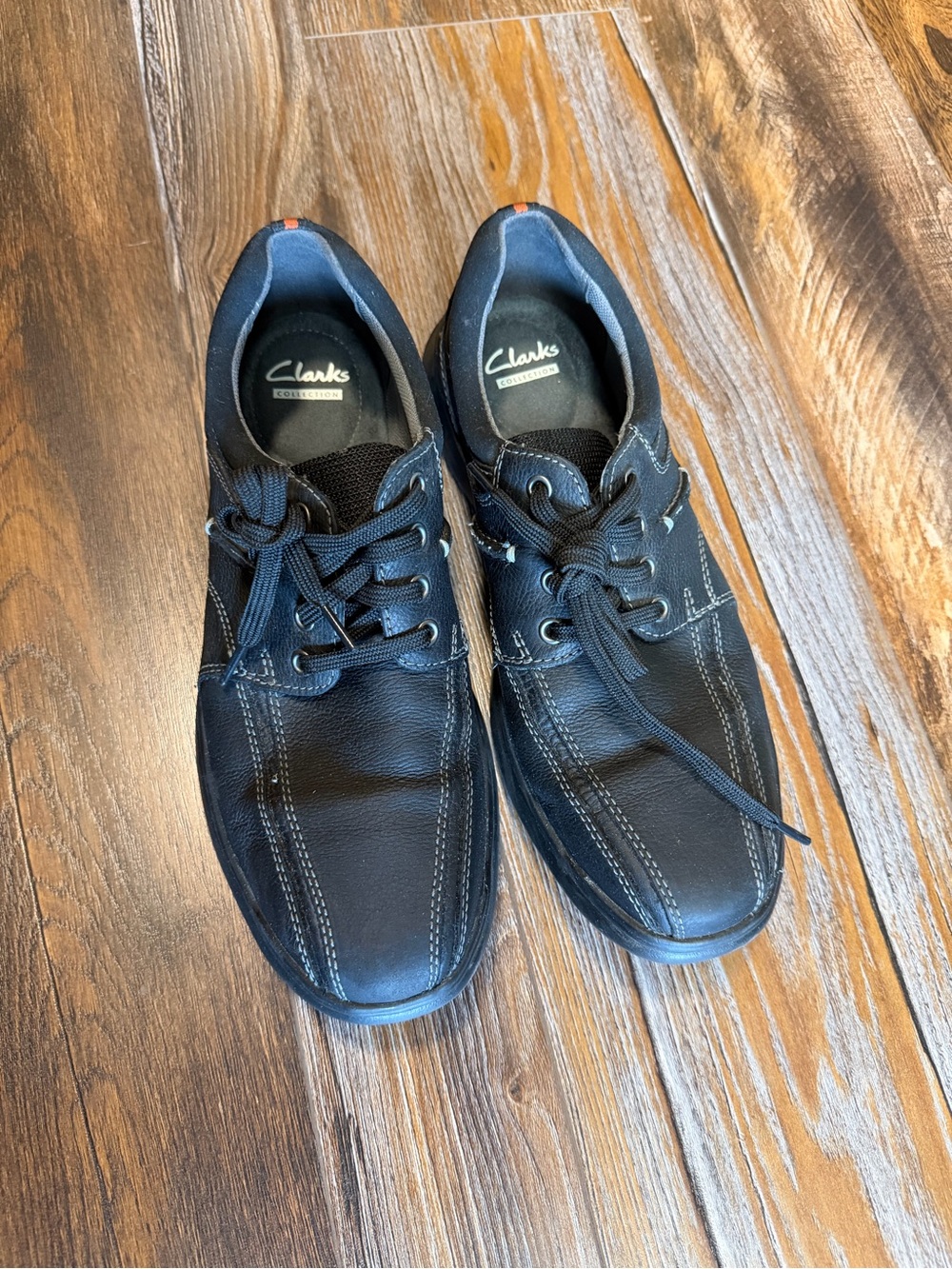 Clarks Men's Black Leather Slip-On Inspired Lace-Up Casual Shoes
